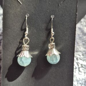 Elegant Silver and Blue Drop Earrings